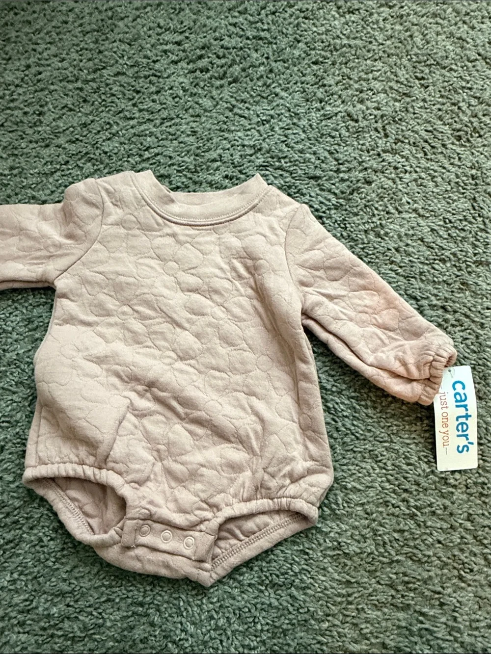 Carter's Pink Quilted and Cream Long-Sleeve Baby One-Pieces